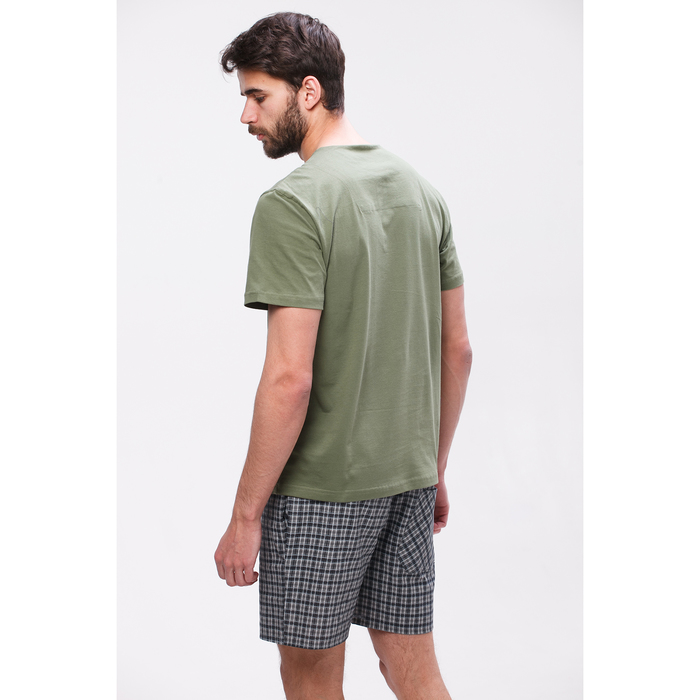 Комплект мужской (футболка, шорты) М-834-26 цвет зелёный, р-р 48
