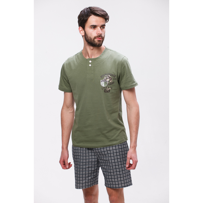 Комплект мужской (футболка, шорты) М-834-26 цвет зелёный, р-р 54
