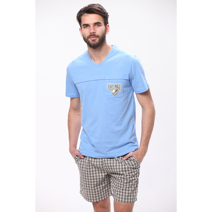 Комплект мужской (футболка, шорты) М-839-26 цвет голубой, р-р 52