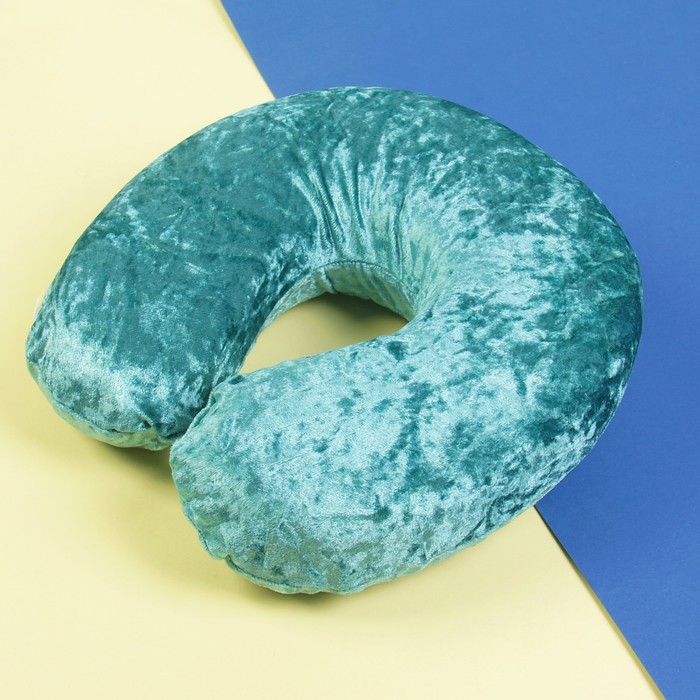 Подголовник "Бархат" ортопедический с маской для сна, цвет сине-зелёный