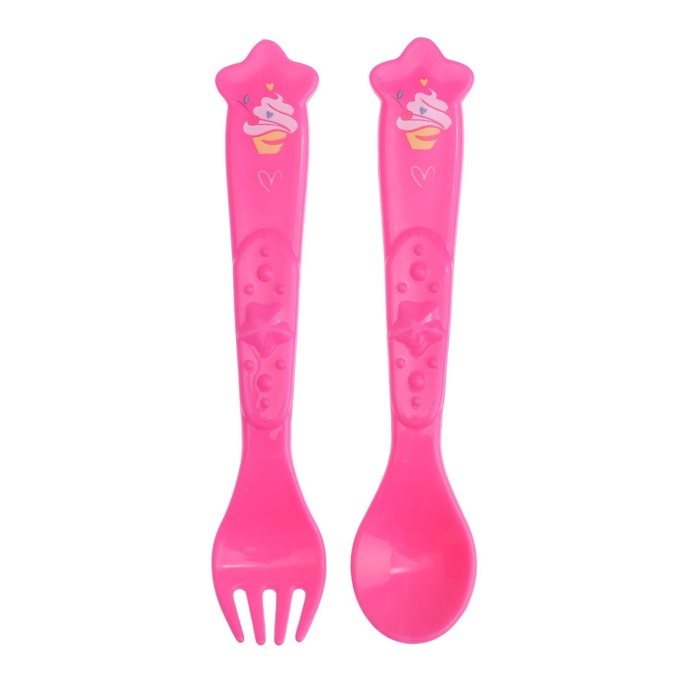 Набор столовых приборов «Самая сладкая», 2 предмета: ложка и вилка, от 5 мес., цвет фуксия