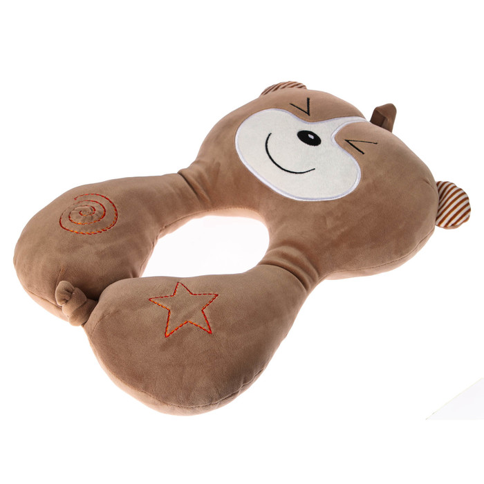 Подушка дорожная детская «Мишка» для шеи, цвет коричневый