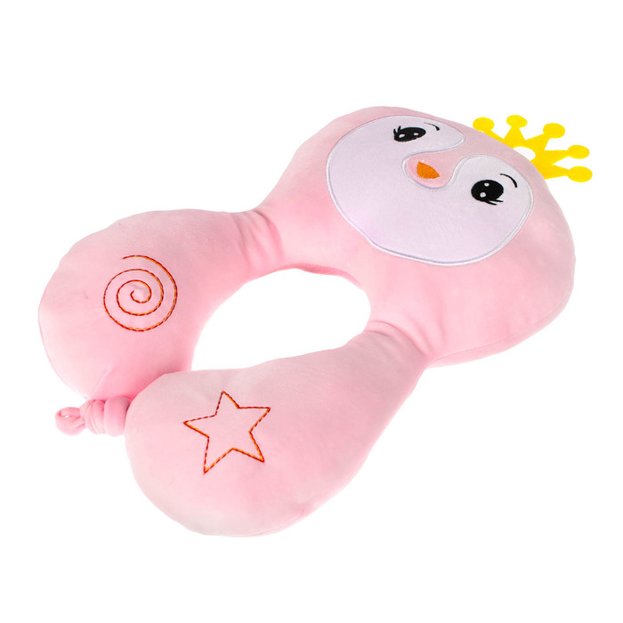 Подушка дорожная детская «Птичка» для шеи, цвет розовый