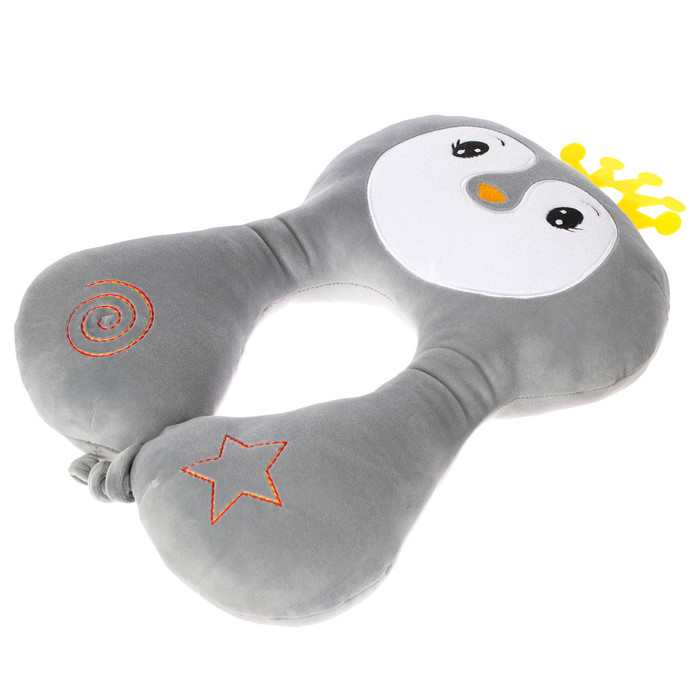 Подушка дорожная детская «Птичка» для шеи, цвет серый