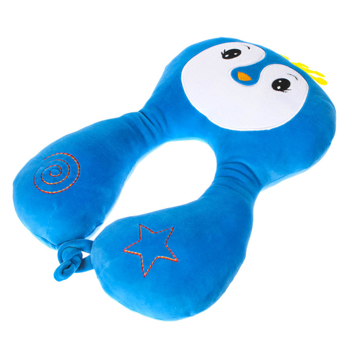 Подушка дорожная детская «Птичка» для шеи, цвет синий