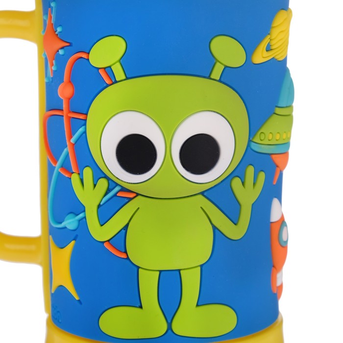 Поильник-кружка 2 в 1 «Космос» с трубочкой, 300 мл, от 9 мес., цвет жёлтый