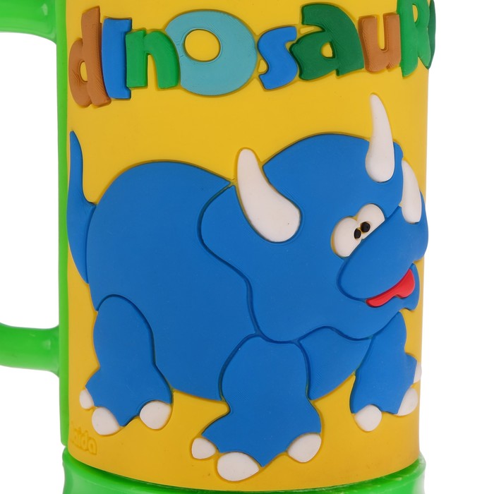 Поильник-кружка 2 в 1 «Динозавры» с трубочкой, 300 мл, от 9 мес., цвет зелёный