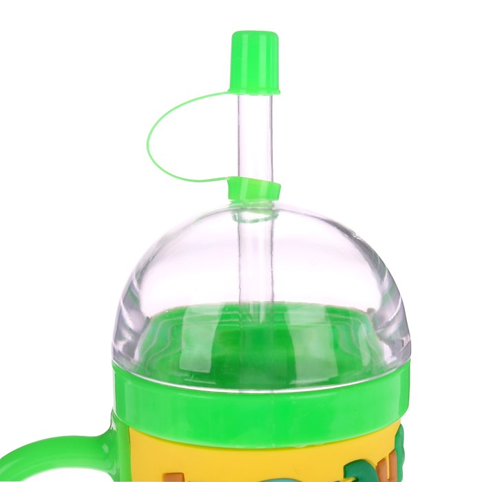 Поильник-кружка 2 в 1 «Динозавры» с трубочкой, 300 мл, от 9 мес., цвет зелёный