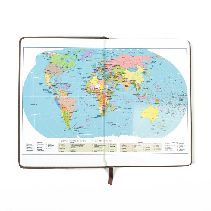 Ежедневник недат А5 140л кл,карта на форзаце,ляссе,обл пвх МИКС под замшу