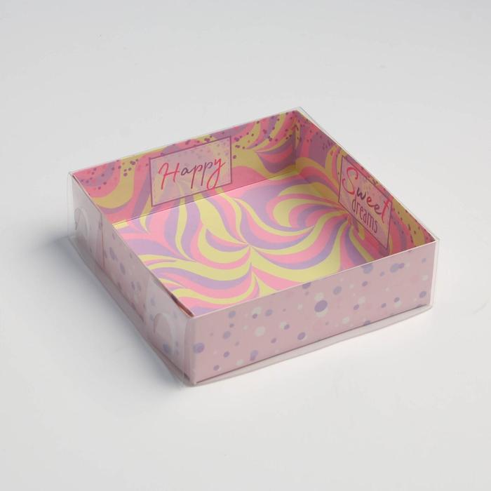 Коробка для макарун с подложками с PVC крышкой Sweet dreams, 12 х 12 х 3 см