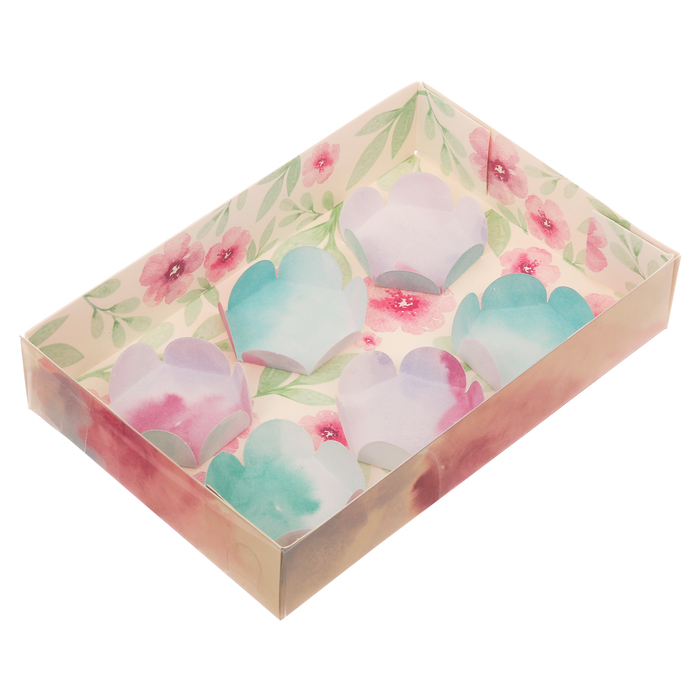 Коробка для макарун с подложками «Весенний подарок», 17 х 12 х 3 см