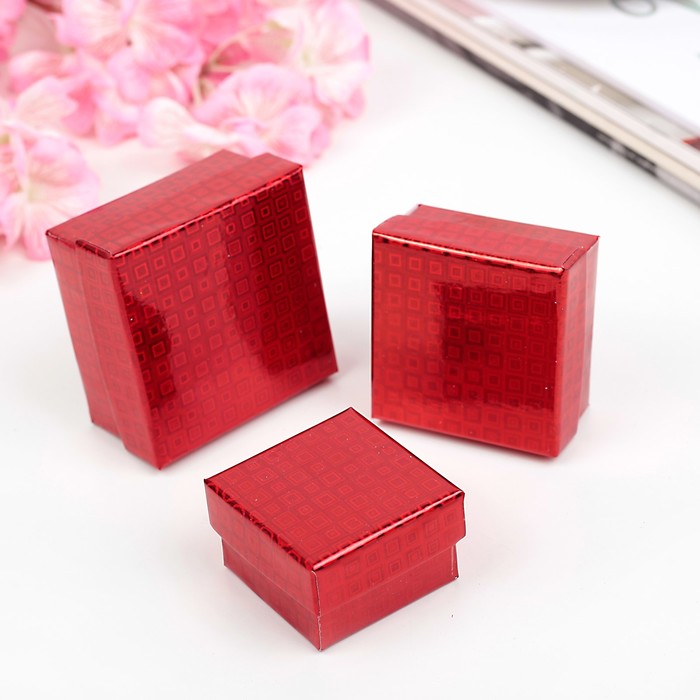 Набор коробок 3в1 "Алый", 7 х 7 х 4 - 5 х 5 х 3 см