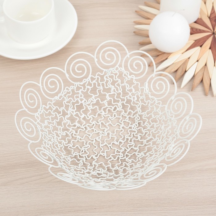 Ваза для фруктов 20,5х20,5х6,5 см, цвет белый