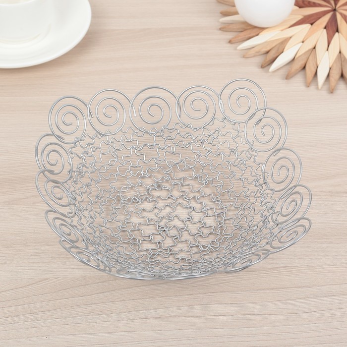 Ваза для фруктов 20х20х5,5 см, цвет серебро