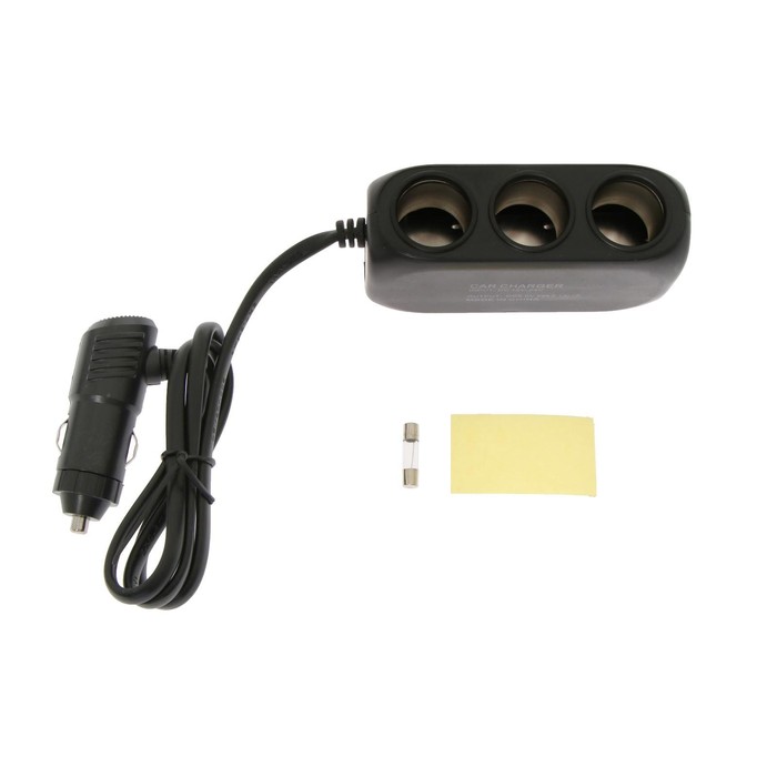 Разветвитель прикуривателя, 3 гнезда, USB 2.1 А, 60 Вт, 12/24 В, провод 60 см