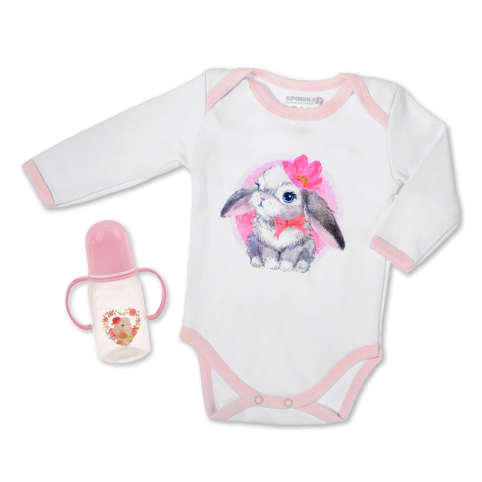 Набор подарочный "Зайка" бутылочка 125 мл + боди 9-12 мес.