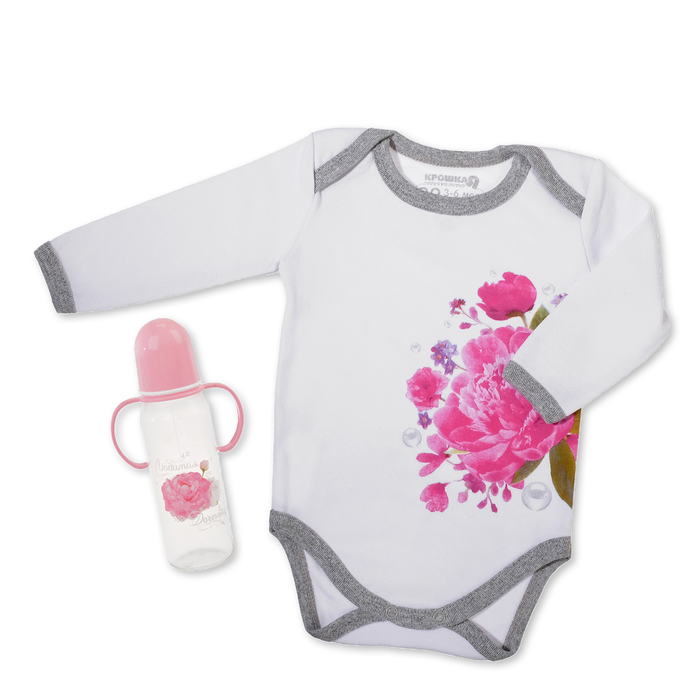 Набор подарочный "Цветочек" бутылочка 250 мл + боди 3-6 мес.