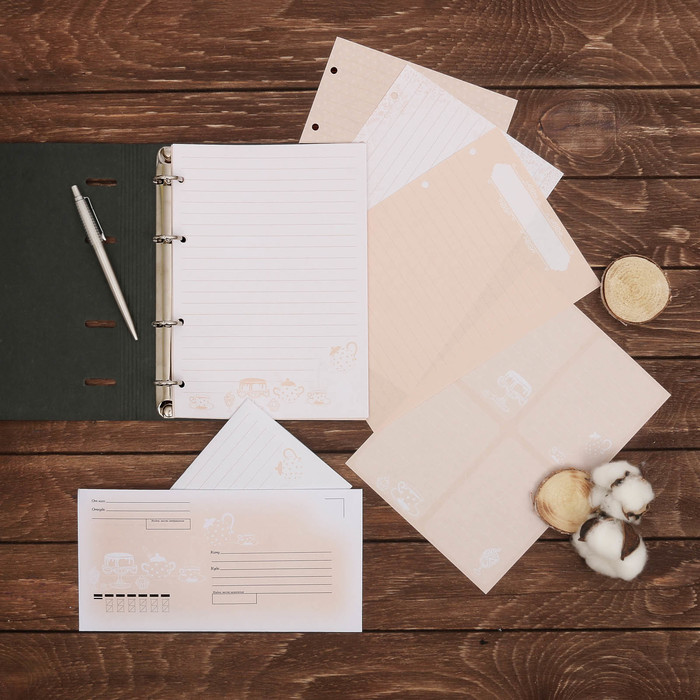 Набор многофункциональных листов и конвертов «Чайная трапеза», конверт 22 х 11 см, листы 14,8 х 21 см