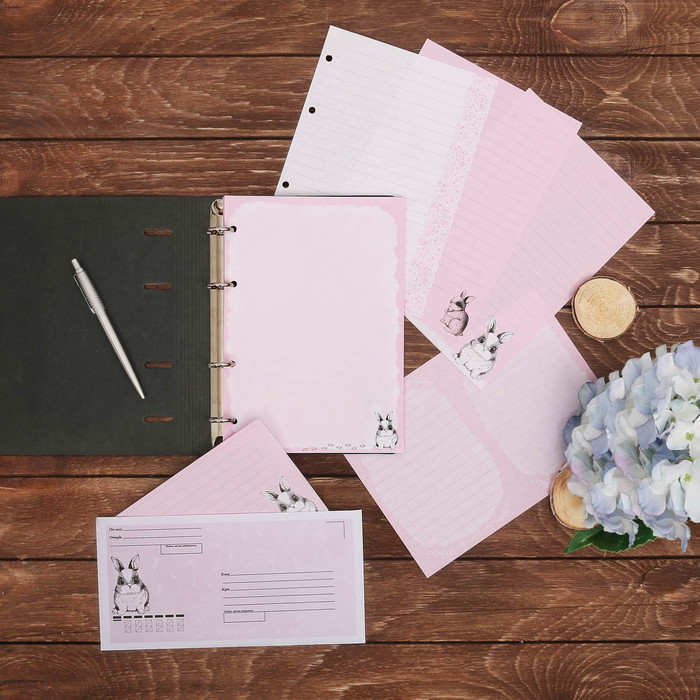 Набор многофункциональных листов и конвертов «Милый персонаж», конверт 22 х 11 см, листы 14,8 х 21 см