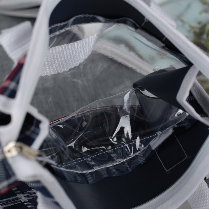 Косметичка банная «Клетка», отдел на молнии, цвет синий/красный