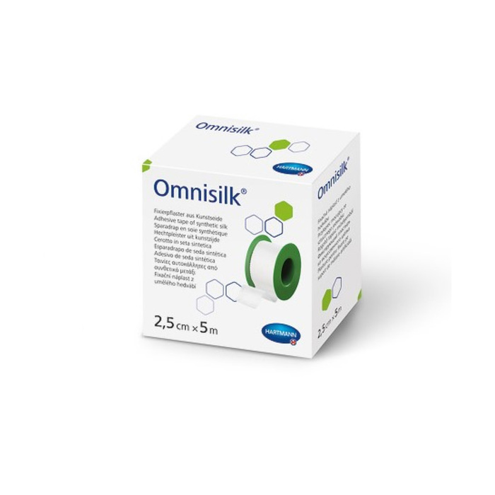Пластырь Omnisilk из искусственного шёлка, белый, без еврохолдера 5м х 2,5 см