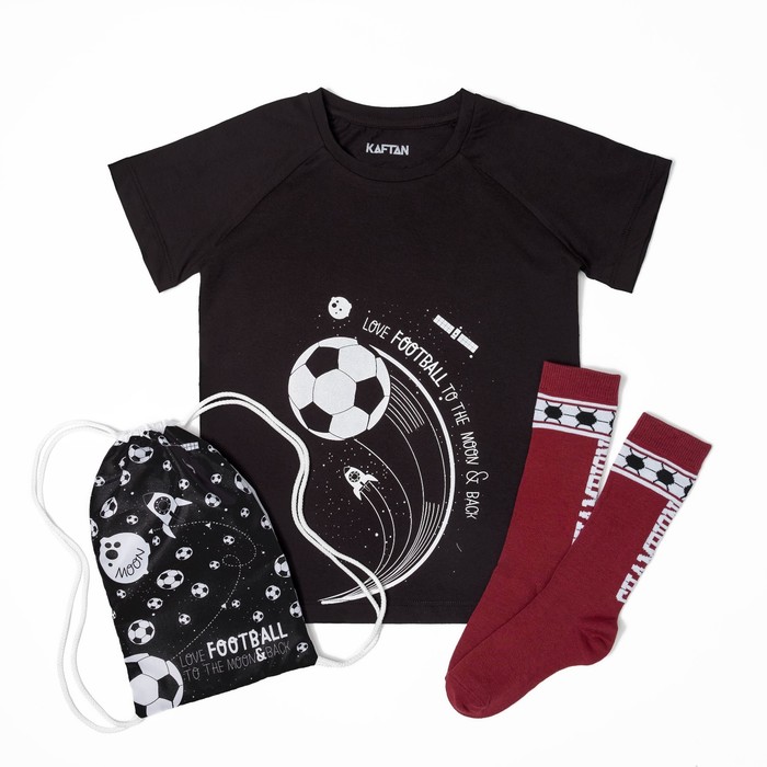 Набор детский "Love football": мешок 17х28 см, футболка р-р 32 (110-116 см), гольфы 16-18 см 33950