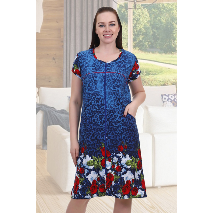 Халат женский на молнии Крымчанка цвет МИКС, р-р 56