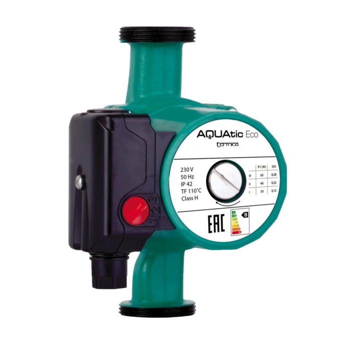 Насос циркуляционный Termica Aquatic Eco 30/8, с гайками, зеленый