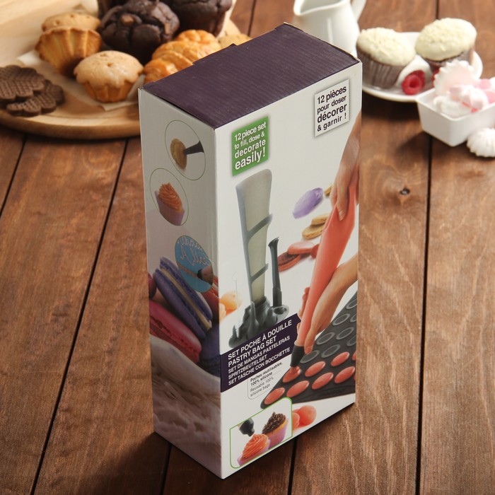 Мешок кондитерский, 6 насадок, на подставке, с зажимом и ершиком