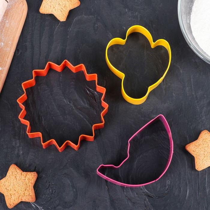 Набор форм для вырезания печенья "Природа", 3 шт: 7,6/8,5/6,3 см