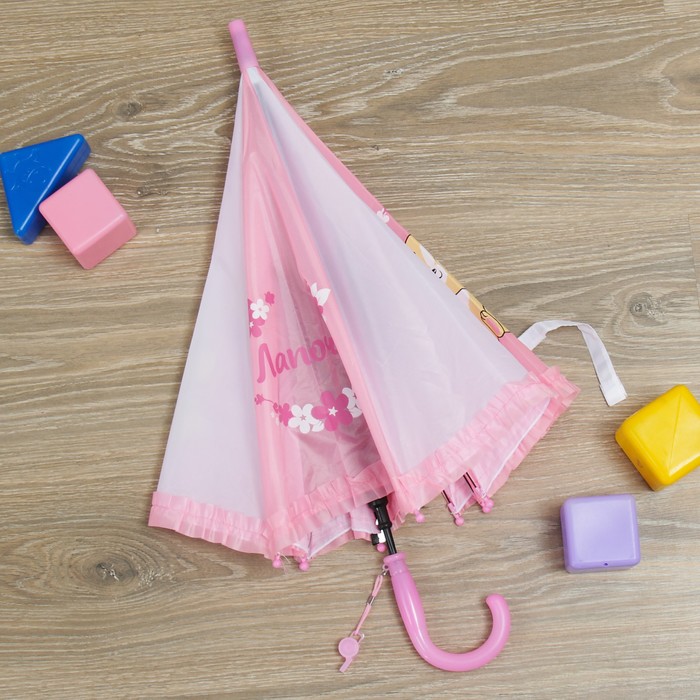 Зонт детский полуавтоматический "Лапочка", r=35см, с рюшами, цвет розовый/белый