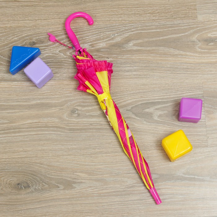 Зонт детский полуавтоматический "Принцесса", r=35см, с рюшами, цвет малиновый/жёлтый