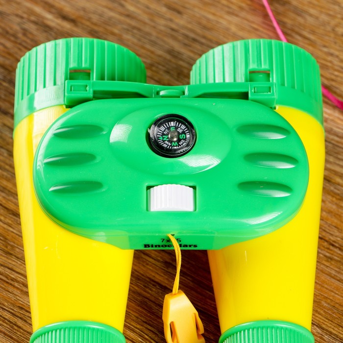 Бинокль 7х, детский, пластик, компас, микс, 10х12 см