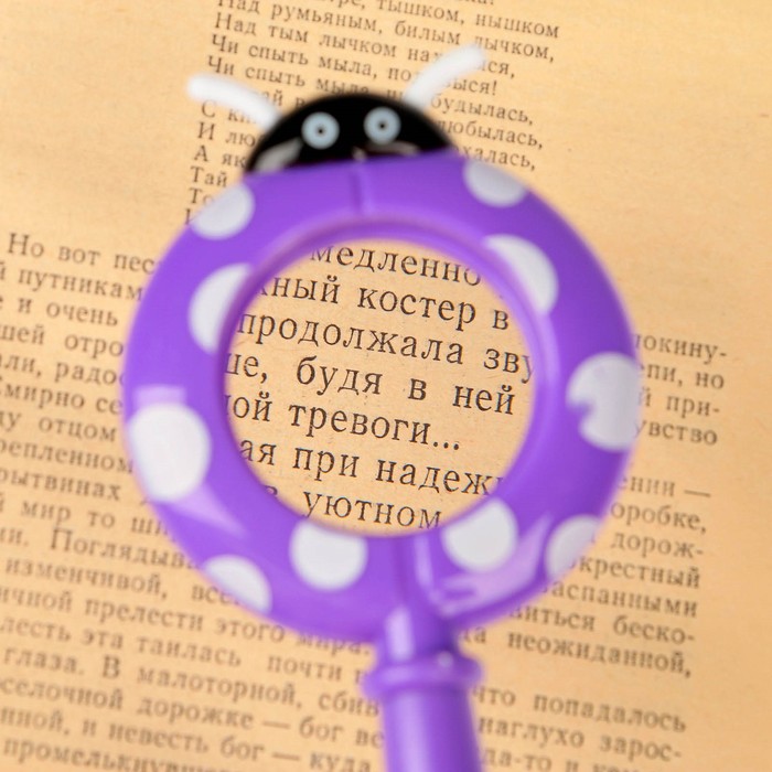 Лупа 3х d=3.5 см, детская, в форме насекомых, компас, длинная ручка, микс цвета и насекомых