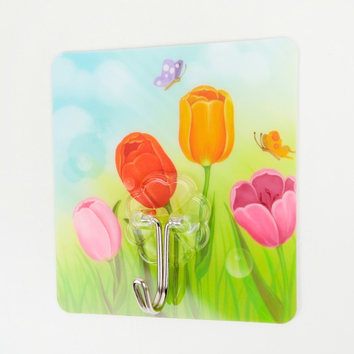 Крючок-наклейка "Цветы", цвет МИКС