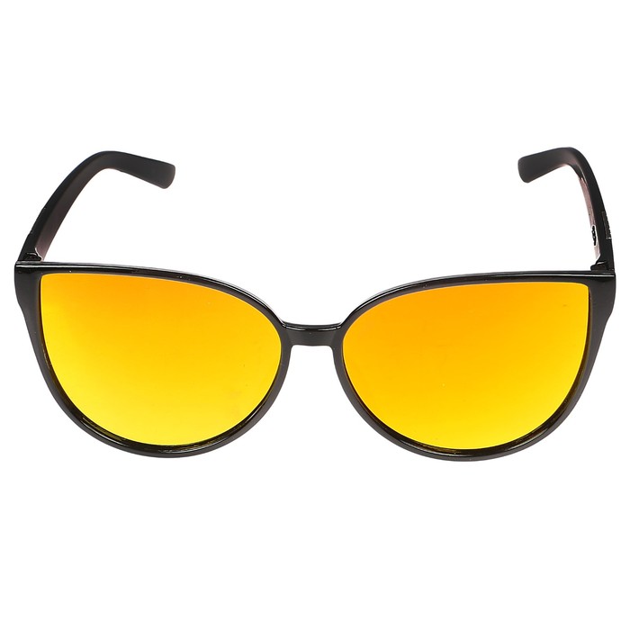 Очки солнцезащитные Овал. Оправа черная, линзы зеркальные, 15*14*5см