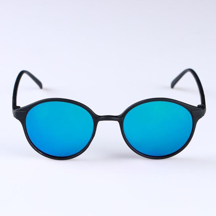 Очки солнцезащитные детские Round. Оправа чёрная тонкая, линзы фиолетовые, 15х14.5х5 см