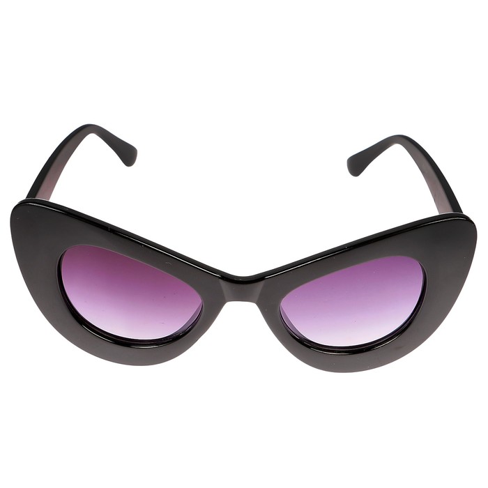 Очки солнцезащитные Кошачий глаз. Оправа черная, линзы фиолетовые, градиент, 15*14,5*5см