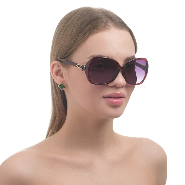 Очки солнцезащитные Оверсайз. Оправа металл вставка "Клевер", микс, 15*14,5*5см