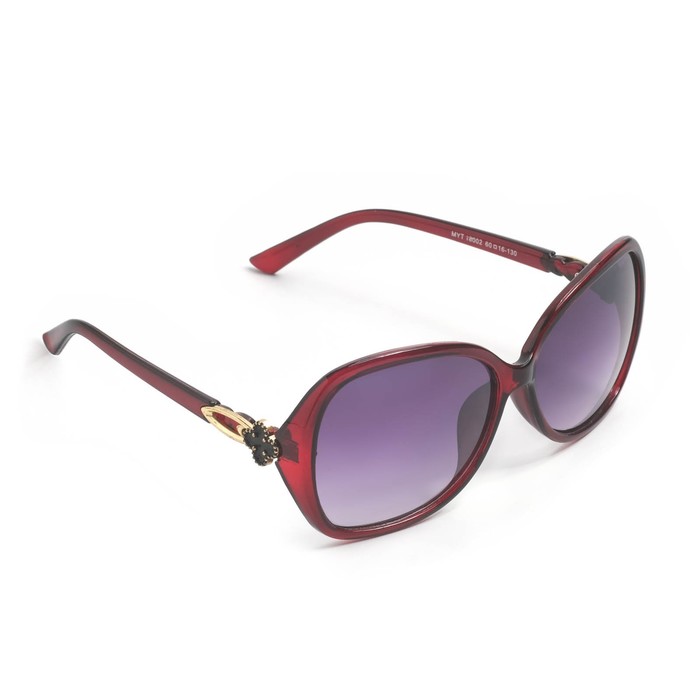 Очки солнцезащитные Оверсайз. Оправа металл вставка "Клевер", микс, 15*14,5*5см