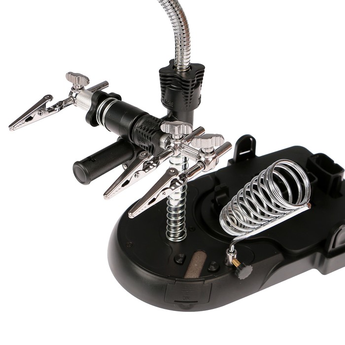 Третья рука для пайки набор, x2,5, x5, x16, 90мм,75мм,37мм, бат 4АА,кругл вилка 220V,18*28см