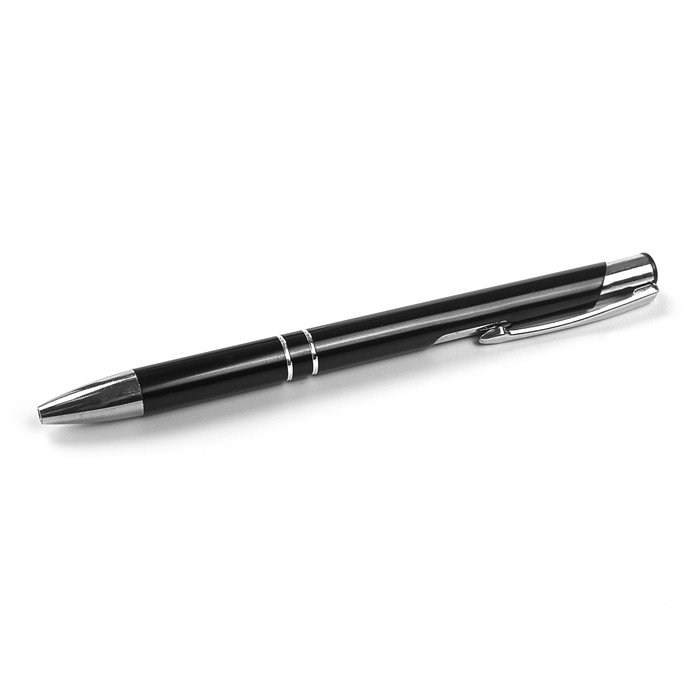 Ручка шариковая, автоматическая, корпус металлический чёрный, стержень синий 0.5 мм
