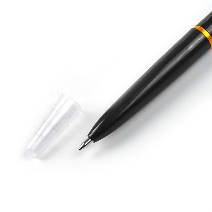 Ручка шариковая корпус черный, стержень синий Лого удлиненная