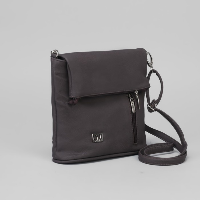 Сумка женская, 1 отдел на молнии, 2 наружных кармана, регулируемый ремень, цвет серый