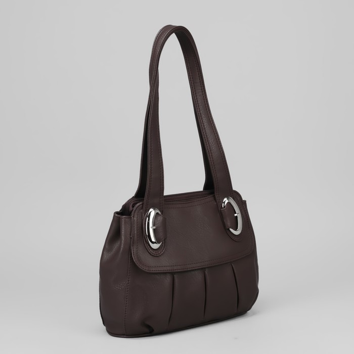 Сумка женская, отдел на молнии, наружный карман, цвет тёмно-коричневый