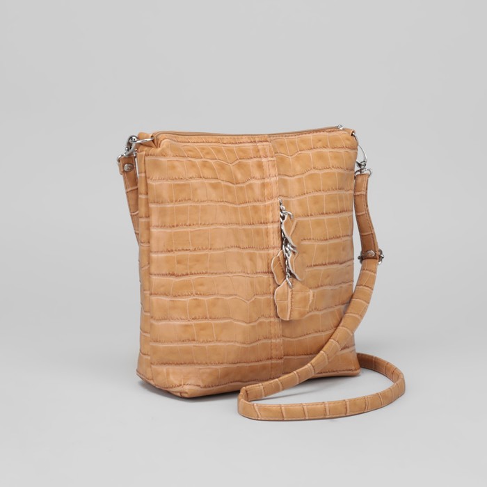 Сумка женская, 2 отдела на молнии, наружный карман, регулируемый ремень, цвет бежевый