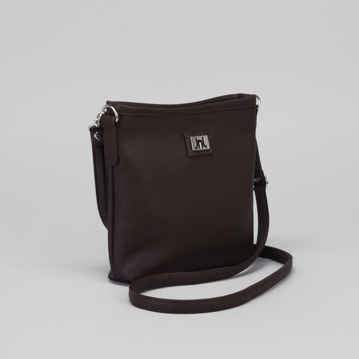 Сумка женская, 2 отдела на молнии, наружный карман, длинный ремень, цвет шоколадный