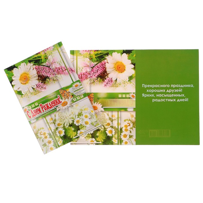 Открытка "Поздравляю!" ромашки, бабочки