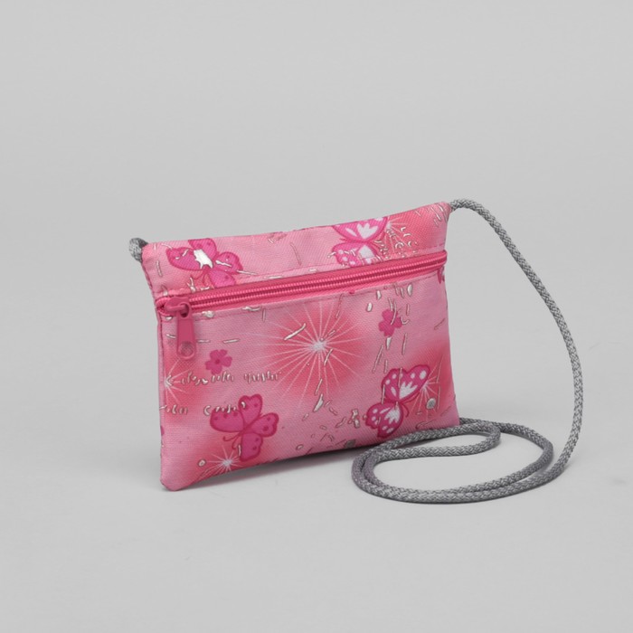 Детская сумка "Бабочки", отдел на молнии, наружный карман, цвет розовый