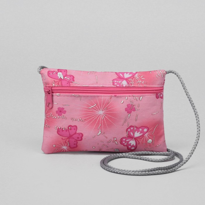 Детская сумка "Бабочки", отдел на молнии, наружный карман, цвет розовый